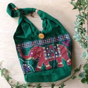 NWOT Indian elephant green tote bag made in Nepal